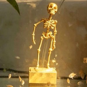 STARRY 3D Printed Dancing Skeleton Aquarium Bubbler Air Driven Plastic Fish Tank Dance Skull Ornament Creative Gothic Dynamic Skeleton Bubbler Halloween Decor