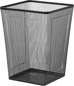 DRONJONS Wastepaper Basket 26x26x35cm White/Black Metal Mesh Rubbish Dustbin Tong Sampah Kertas