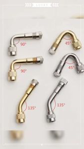 1 Pcs 45/90/135 Degree Angle Brass Air Tyre Valve Stem with Extension Adapter for Motorcycle Bicycle