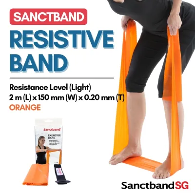 Sanctband Resistance Bands 2m Length Resistive Bands Light Resistance Band Level 2 Exercise Band Orange Exercise Bands
