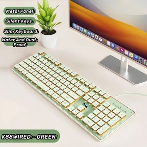 Zeus 104 Keys Memne Keyboard USB Wired Silent LED Backlit For Work School Office Home Use K-88