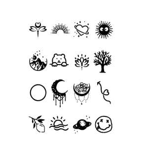 Ins Trendy Star Moon Bow Waterproof Tattoos for Women Men Smile Face Long Lasting Stickers Personality Temporary Body Fake Tattoo Stickers