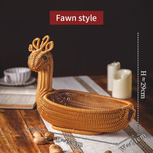 ตะกร้าหวายสานใส่ผลไม้รูปทรงน่ารักชามผลไม้ถาดผักตะกร้าขนมรูปสัตว์สุดสร้างสรรค์ยอดนิยมทำด้วยมือตะกร้าไม้ไผ่สานตะกร้าผลไม้ในน้ำ