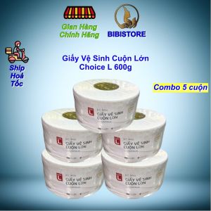 Combo 5 Cuộn Lớn Giấy Vệ Sinh Cuộn Lớn Choice L Lotte Hàn 2 Lớp 600g