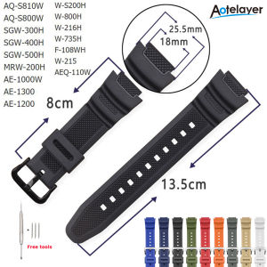 Aotelayer Dây Đeo Đồng Hồ Cho Casio AQ-S810W/S800W AE-1000W SGW-400H/300H/500H W-735H Dây Đeo Cổ Tay Khóa Chốt Bằng Silicon Màu Đen Vòng Đeo Tay