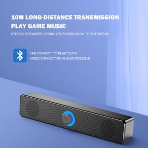 KIMP Computer Wired Bluetooth Speakers Audio Sound Bully Speaker Wired USB-Powered PC Speakers with 10W Stereo SoundGaming Sound-bar Speakers for PC Desktop Computer Laptop Monitor TV Desktop Long Multimedia Plug-in Card