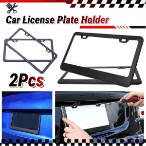 2Pcs Car License Plate Holder 40x16cm Universal Stainless Steel Alloy Rustproof License Plate Frame
