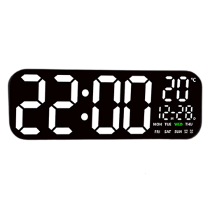 Large LED Wall Clock with Remote Control Date Temperature Easy to Read Auto Dimming for Home Decors Time Management