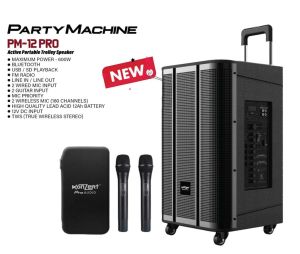 Konzert PM-12 PRO 600W Active Portable Trolley Speaker with Bluetooth USB/SD Playback and FM Radio
