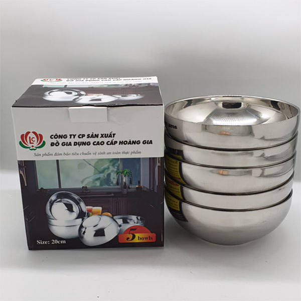 Bộ 5 Bát Tô canh inox 16cm-18cm-20cm 2 lớp cách nhiệt Hoàng Gia mẫu ...