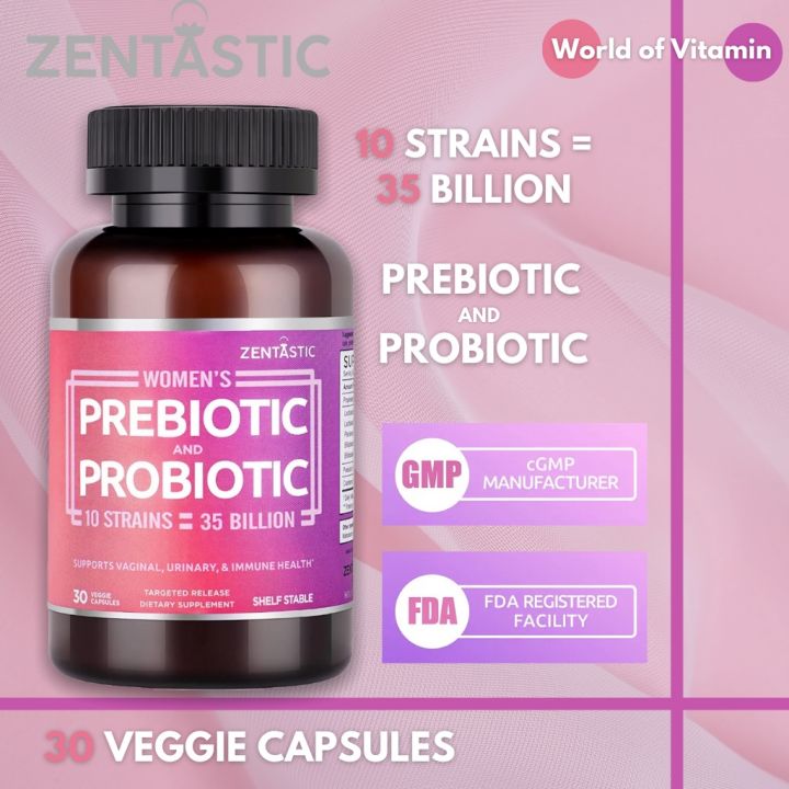 Zentastic Women's Probiotic & Prebiotic Supplement with Cranberry 35 ...