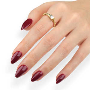 Short Almond Press on Nail30Pcs Wine Reds Fake Nail in 15 Sizes Glossy False Nail Acrylic Stick on Nail for Women