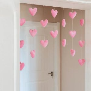 OKDEALS01 Hole-free Cute High Beauty Women Gift Heart Shaped Curtain Partition Door Curtain Ornaments Home Decor Door Hanging Curtain Love Hearts Pendant
