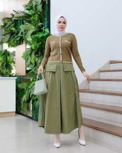 Set Savara By Sister Diva - Setelan Atasan Rajut dan Rok Katun Twill Stret Premium