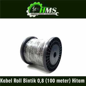 Kabel Roll Bintik 08 (100 meter) Hitam - Cable Cabel Tali Body Bintik Serabut Tembaga Motor Mobil