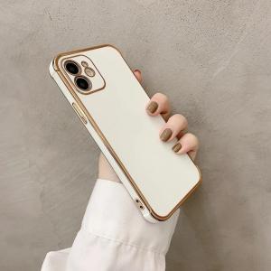 Luxury Glossy Gold Plating Silicon Case For iPhone 16 15 14 13 11 Pro Max XS X XR 15 Soft Pure White Color Cover For iPhone 16