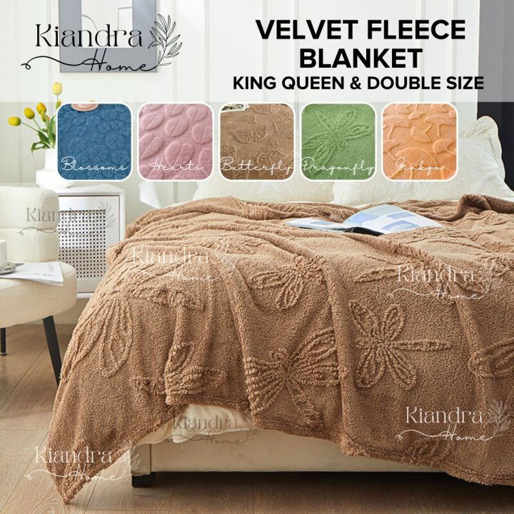 Kiandra Home Aesthetic Velvet Fleece Blanket Super Soft Fluffy Double  Size and King Size Thick Blanket Kumot na Malambot Microfiber Lazada PH