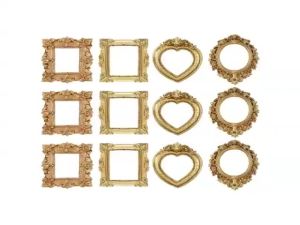 12Pcs Mini Resin Picture Frames Vintage European Aesthetic Photo Frames for Bedroom Decor DIY Crafts