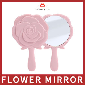 【Natural style】European Retro Three-Dimensional Rose Flower Small Makeup Mirror Handheld Makeup Mirror Student Portable Small Mirror