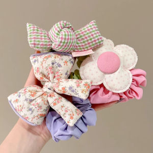 Korean Cloth Flower Hair Tie for Women 2025 New Sweet Girl Floral Ponytail Scrunchies