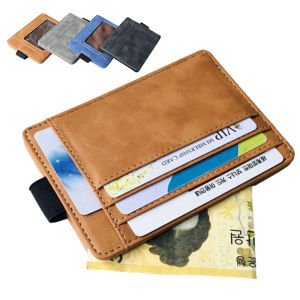 Men's Slim Card Holder: A PU Leather Travel Credit ID Card Wallet & Driver License Cover for Documents Business Purse