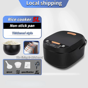 【Ready stock】5L Big Rice Cooker Black Smart Screen Electric Rice Cooker Non-Stick Rice Cooker多功能智能電鍋