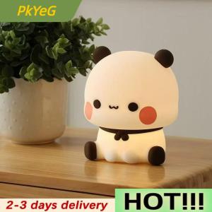 PkYeG Kawaii Bear Panda Bubu And Dudu Led Silicone Night Light Lamp Cute Cartoon Nightlight Bedroom Decorative Living Room Dolls Gifts