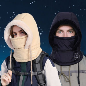 SWEET TIM หมวกแฟชั่นหญิง หมวกกันหนาว หมวกกันหนาว ผช เก็บความอบอุ่น หมวกปั่นจักรยานฤดูหนาว3-in-1 ทนความเย็น กันลม หน้ากากผ้าพันคออุ่น แบบพกพาได้ ผ้ากำมะหยี่กำมะหยี่ หมวก Lei Feng สำหรับผู้ชาย