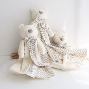 Cute Bear Blankie for Baby Plush Toys Infant Double Layers Soothe Towel Security Blanket Newborn Baby Gift
