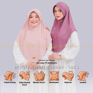 Hijab Bergo Hamidah Jilbab Instan Oval Pinguin Kerudung Khimar Jersey