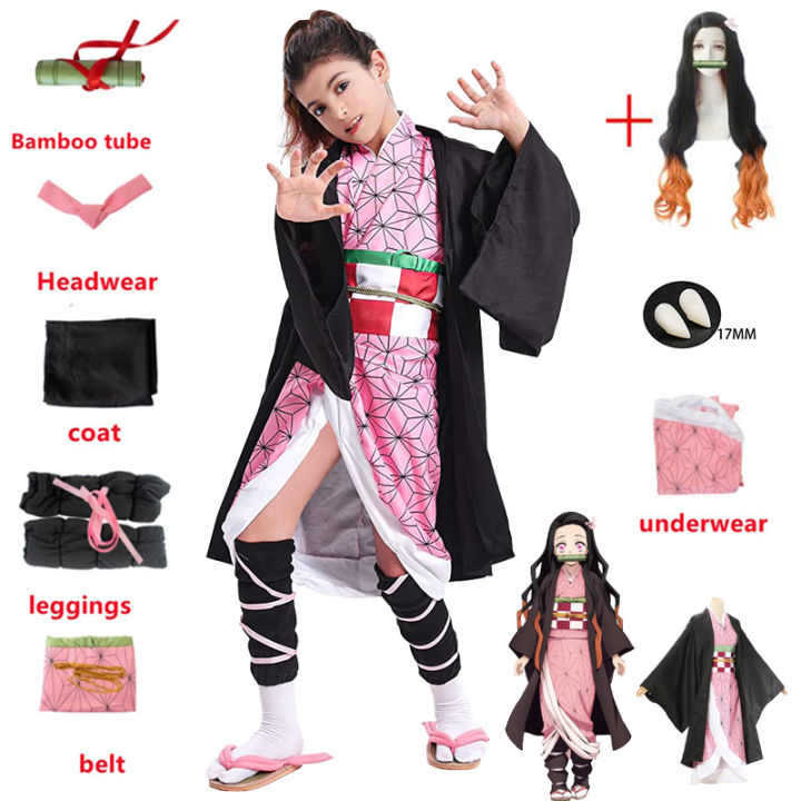 Anime Kamado Nezuko Cosplay Demon Slayer Cosplay Uniform Clothes Kimono