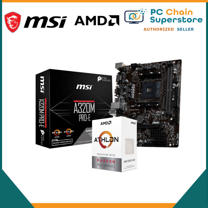AMD Athlon 3000G Processor with Radeon Vega Graphics MSI A320m