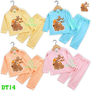Combo 3 Bộ dài tay dài quần bé trai bé gái hình in quả cam capybara cho bé từ 6kg-30kg.DT14