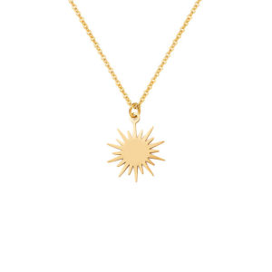 BESFOME Stainless Steel Womens 18K Gold Plated Chain Sunflower Hexagram Star Necklace