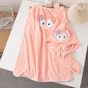 Set Khăn Tắm Nữ 2 Món Cáo LinaBell Hồng – Váy Quấn Tắm + Mũ Quấn Tóc Cute Khăn Tắm Nữ Mềm Mịn Thấm Hút Tốt