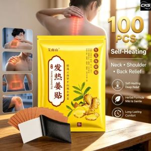 CKS Mall 100Pcs Herbal Ginger Patch Promote Blood Circulation and Knee Neck Back Pain Relief Improve Sleep