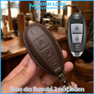 Bao Da Chìa Khoá Ép Form Xe Ô tô Suzuki SUZ-A2 Swift Ciaz Vitara Ertiga Smartkey 02 Nút Bấm Da Thật Bảo Hành 12 Tháng Handmade