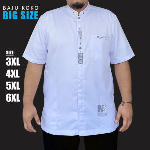 Baju Koko Jumbo Lengan Pendek Putih Taqwa Oversize Pria Bigsize Dewasa Kemko Muslim Bordir Simpel Seragam hadroh