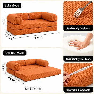 DreamHug 4-In-1 Compressed Sofa Bed Foldable Sofa Bed With L-Shaped Armrest Washable for Small Space