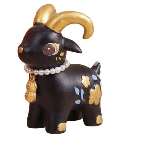 HUNIU Sừng Vàng Tượng cừu nhỏ Chất liệu nhựa resin Màu sắc rực rỡ. Đồ trang trí năm mới Đồ chơi nhỏ xinh mang không khí lễ hội. Phác họa hình dáng mũm mĩm. Linh vật năm Dê Máy tính để bàn văn phòng