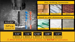 5/7/10Pcs Drill Bit Multi-function Triangle Drill for Ceramic Tile Concrete Wall Metal Wood Drilling Hole Cutter Glass Drill Bit