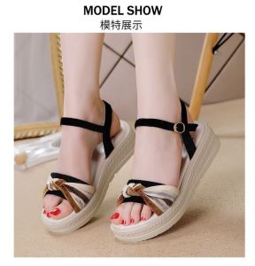 Free Shipping Comfortable Wedge Sandals For Women 2026 Summer Collection Versatile New Style Soft-Soled Beach Shoes Versatile Thick-Soled Platform Heels