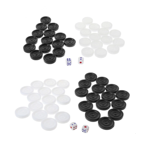 30Pcs/Set Plastic Black White Checkers Backgammon Chess Pieces with 2 Home Party Table Board Game Adults Kids Toys