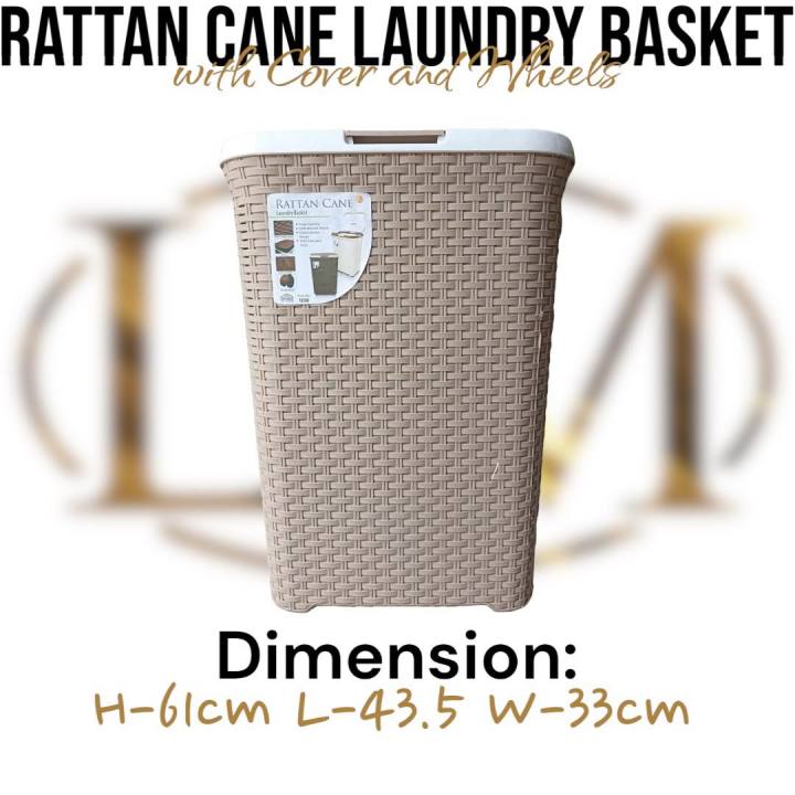 Uniglobal High Quality Rattan Cane Laundry Basket With Cover And Wheels