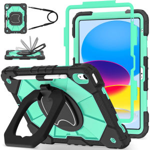 Kids Case for iPad (A16) 11th Generation 11 Inch (2025)Three Layer Drop Protection Shockproof Case with Rotating Stand & Pencil Holder & Shoulder Strap for iPad 10th Generation 10.9 Inch 2022for iPad 9th 8th 7th 6th 5th GenAir 2Pro 9.7