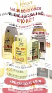 Combo Gội Xả Keratin Apple Collagen Professional 2000ml Dành Cho Salon Tóc Spa Chuyên Nghiệp