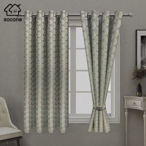 Socone Elegant Jacquare Semi-Blackout Grommet Short Curtain with Rings 130x150cm 1 PC Home Decor
