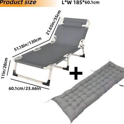 Heavy Duty Folding Bed Single Lounge ChairIron MaterialPortable Bed with FoamLunch Break Bed Office Nap Bed ReclinerSuitable for Home Office HospitalBearing Weight 300kgSpace Saving