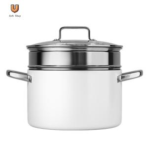 Non Stick Soup Pot Ceramic Coating Stock Pot with Steamer Basket Cooking Cookware Stainless Steel Handle for Soup Vegetable [Ueb Shop]
