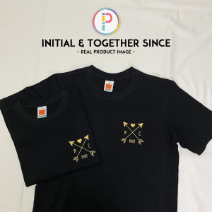 Initial & Together Since Year T Shirt Baju Arrow Love Heart Birthday Anniversary Gifts Custom Couple Tee T-shirt Valentines